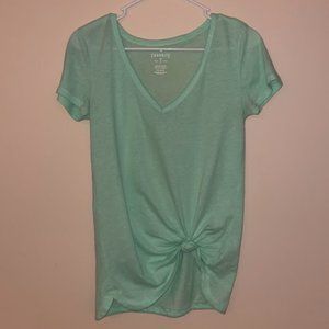 Women's Casual Green Knotted Tee